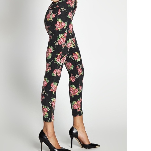 WOMEN GUESS JEANS 1981 3 ZIP CROP FLORAL - Picture 3 of 8
